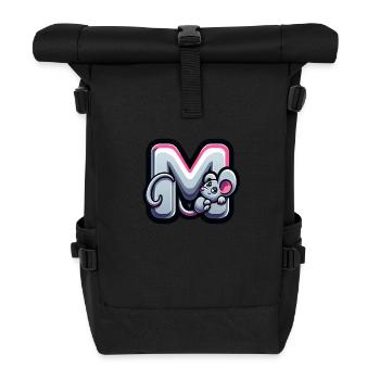 Niedliche Maus auf dem Buchstaben M - Rolltop Rucksack - Schwarz - Vorne