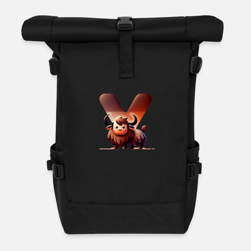 Yack auf dem Buchstaben V - Rolltop Rucksack - Schwarz