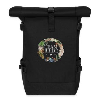 Team bridle wreath boho flowers - Roll Top Backpack - black - Front