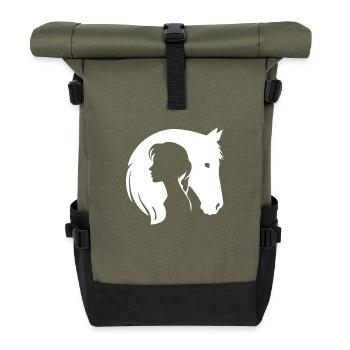 Equestrian Elegance - Roll Top Backpack - olive/black - Front