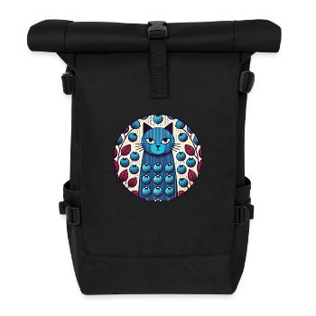 Blaubeer-Katze - Rolltop Rucksack - Schwarz - Vorne