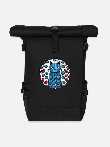 Blaubeer-Katze - Rolltop Rucksack - Schwarz