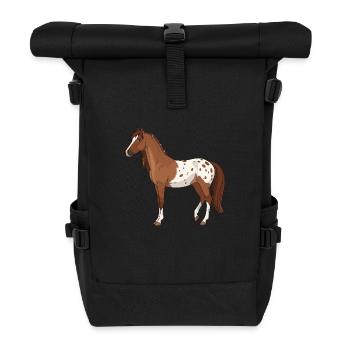 Appaloosa Pferd echt - Rolltop Rucksack - Schwarz - Vorne