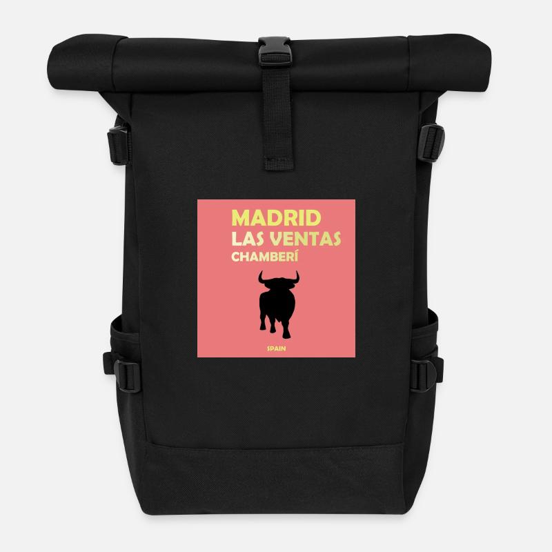 Madrid, Spanien - Rolltop Rucksack - Schwarz
