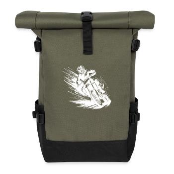 Enduro rider with power and speed - Roll Top Backpack - olive/black - Front