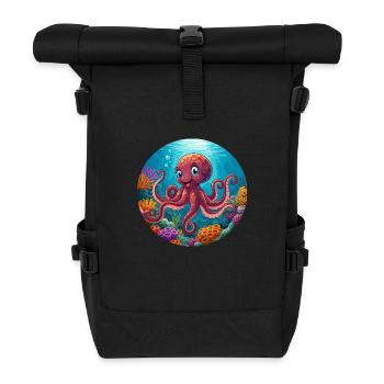 Oktopus in der Koralle - Rolltop Rucksack - Schwarz - Vorne