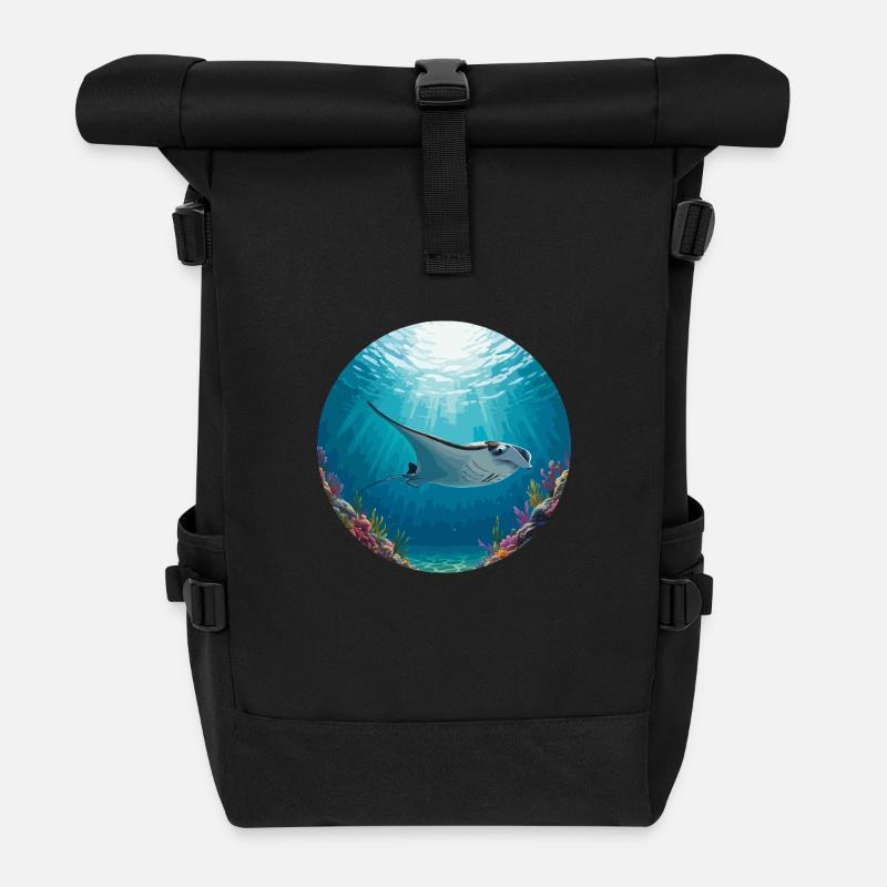 Mantarochen in der Sonne - Rolltop Rucksack - Schwarz