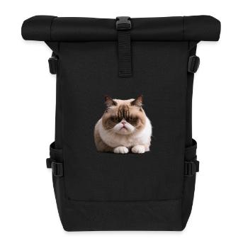 Grumpy Monday Cat, , Monday Grouch - Roll Top Backpack - black - Front