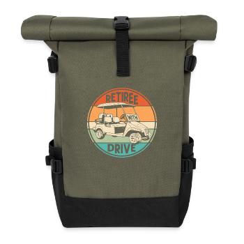 Retiree With Drive Golf Golfer - Roll Top Backpack - olive/black - Front