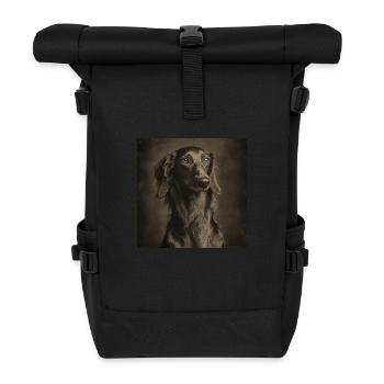 Black Animals - Dog - Roll Top Backpack - black - Front