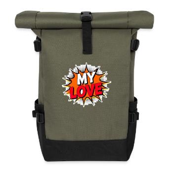 Alles Gute zum Valentinstag T-Shirt MEINE LIEBE - Rolltop Rucksack - Olive/Schwarz - Vorne