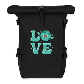 Love Earth Day Environmental Planet - Rolltop Rucksack - Schwarz - Vorne