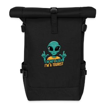I'm Not Alien, I'm a Tourist - Roll Top Backpack - black - Front