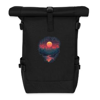Loch in eine pixelige Welt - Rolltop Rucksack - Schwarz - Vorne