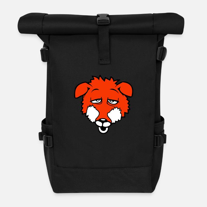 Fuchs Müde Augen Erschöpft Schläfrig Übermüdet Süß - Rolltop Rucksack - Schwarz