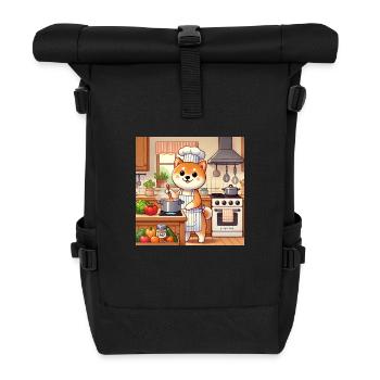 Shiba Inu Cook - Roll Top Backpack - black - Front