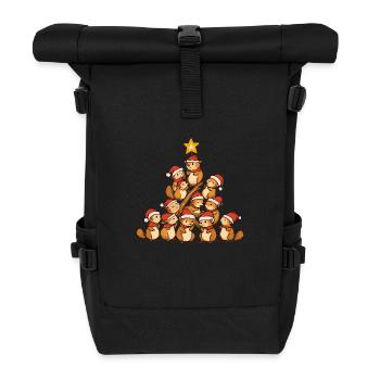 Eichhörnchen Weihnachten Christbaum - Rolltop Rucksack - Schwarz - Vorne