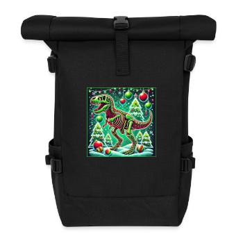 Dino Weihnachten T-Rex Weihnachtsbaum - Rolltop Rucksack - Schwarz - Vorne