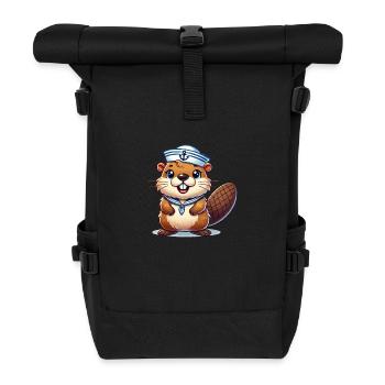 biber matrose kapitän - Rolltop Rucksack - Schwarz - Vorne