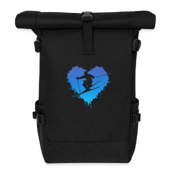 Ski Fahren Winter Wintersport Geschenk - Rolltop Rucksack - Schwarz - Vorne