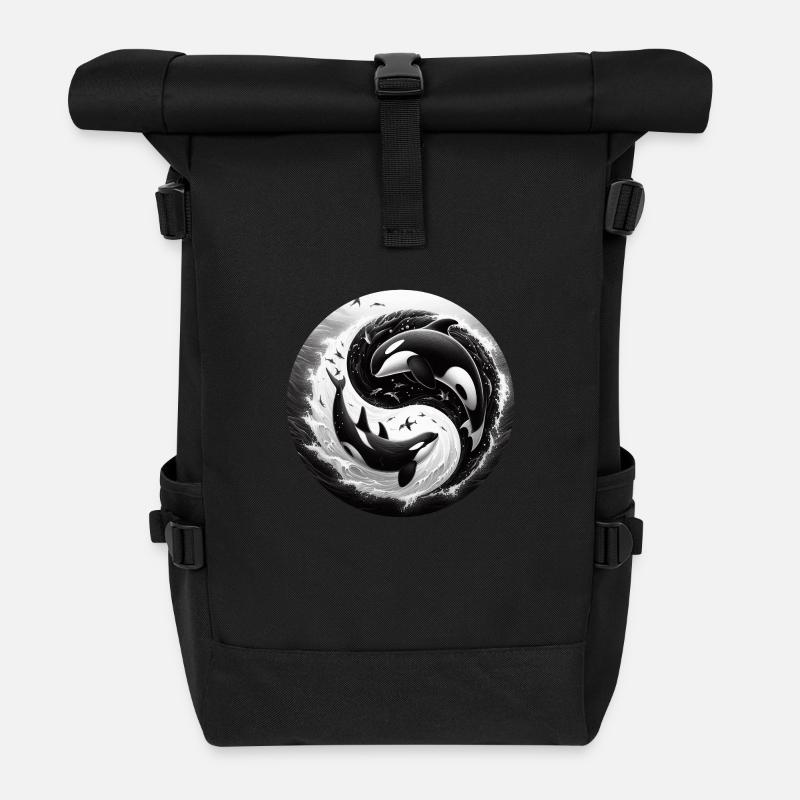 Yin und Yang Orca - Rolltop Rucksack - Schwarz