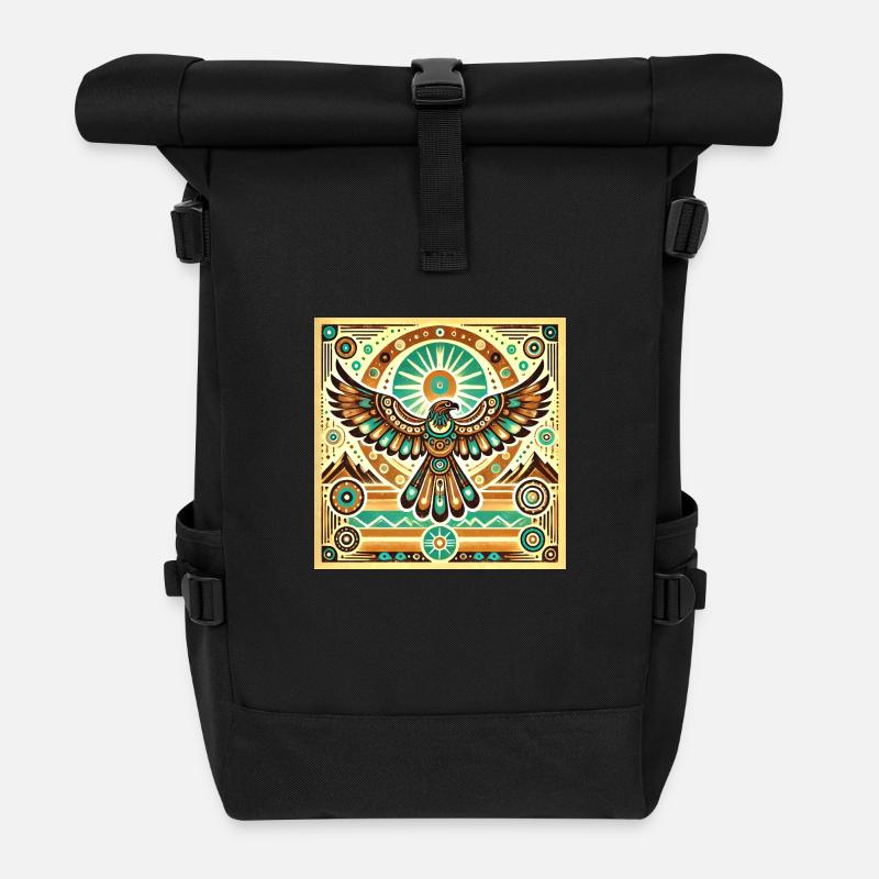Krafttier Adler - Rolltop Rucksack - Schwarz