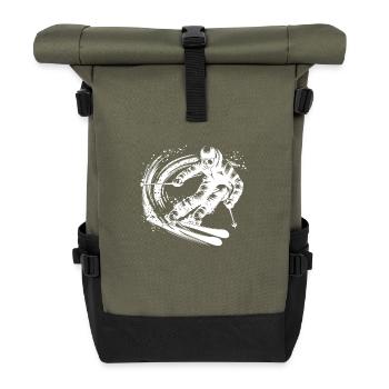 Athlète cool de l’extrême sur des skis en mouvement - Sac à dos roll top - olive/noir - Devant
