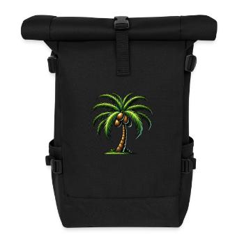 palm tree - Roll Top Backpack - black - Front