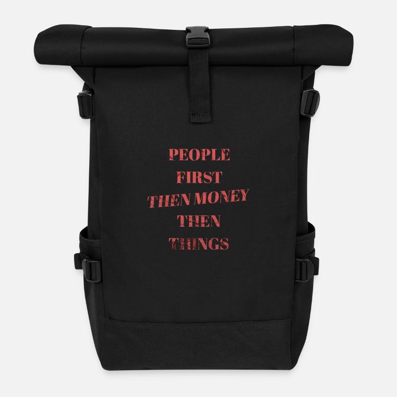 People First Then Money Mindset - Rolltop Rucksack - Schwarz