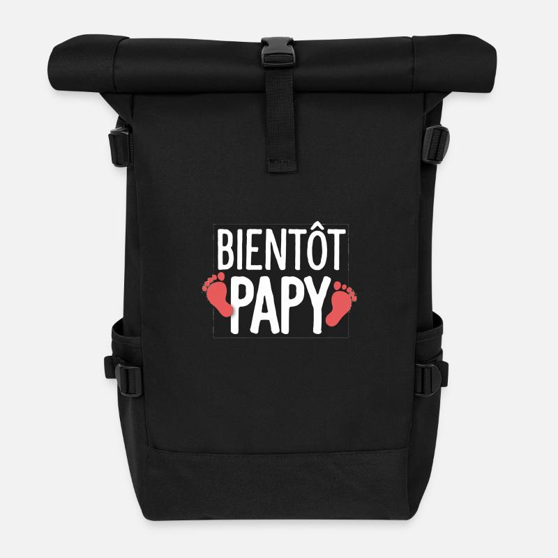 Soon Grandpa Gift Future Grandpa - Roll Top Backpack - black