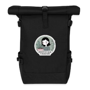 Introverted But Willing to Discuss Plants - Roll Top Backpack - black - Front
