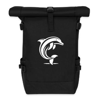 Water Animal Art Dolphin in Simple Beauty - Roll Top Backpack - black - Front