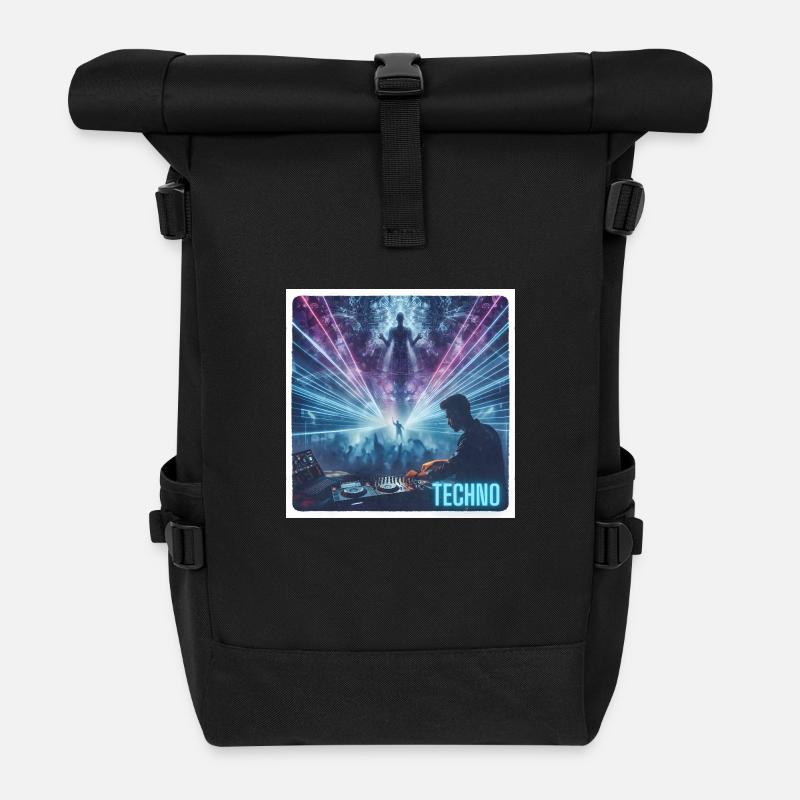 DJ mit Lasershow - Rolltop Rucksack - Schwarz
