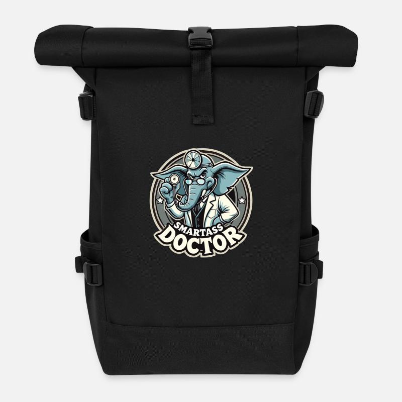 Klugscheißer Arzt Elefant witzig Geschenk - Rolltop Rucksack - Schwarz