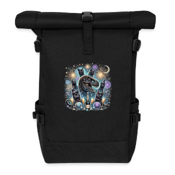 T-Rex-Dino mit Katzen Neues Jahr - Rolltop Rucksack - Schwarz - Vorne
