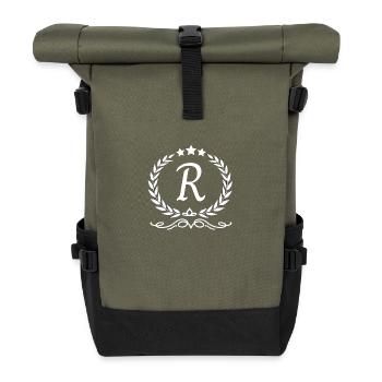 Letter r crown - Roll Top Backpack - olive/black - Front