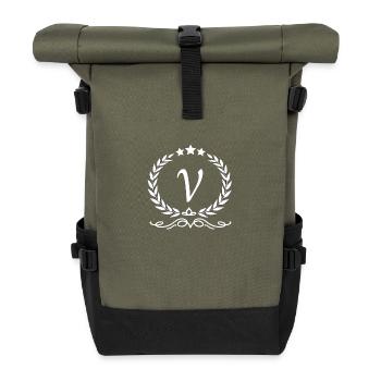 Lettre v couronne - Sac à dos roll top - olive/noir - Devant