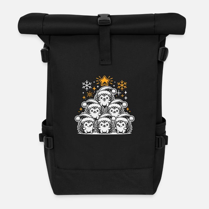 Igel Weihnachten - Rolltop Rucksack - Schwarz