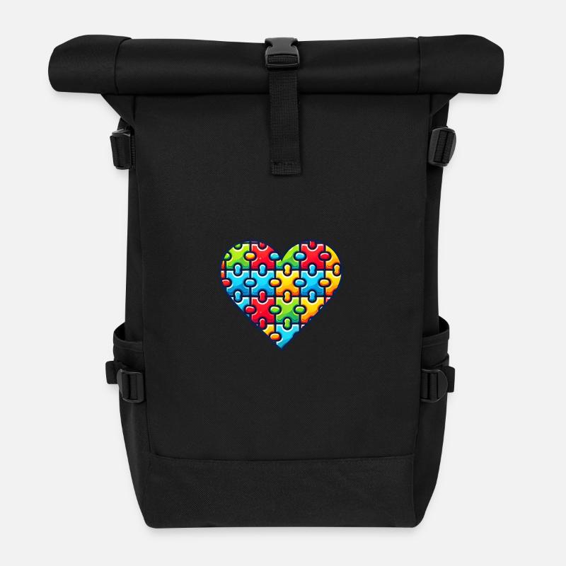 Autismus Herz Autism Awareness Day - Rolltop Rucksack - Schwarz