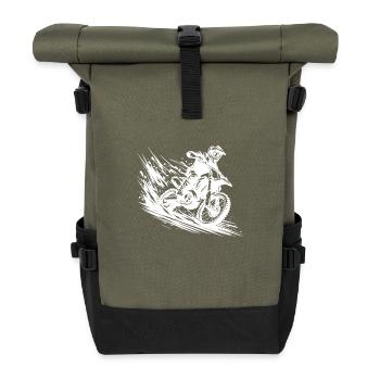 Mud Offroad Enduro Adventure Drawing - Roll Top Backpack - olive/black - Front