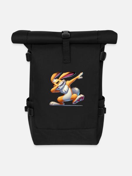 hase dabbing comic - Rolltop Rucksack - Schwarz