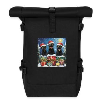 Schwarze Katzen mit Weihnachtsgeschenke - Rolltop Rucksack - Schwarz - Vorne
