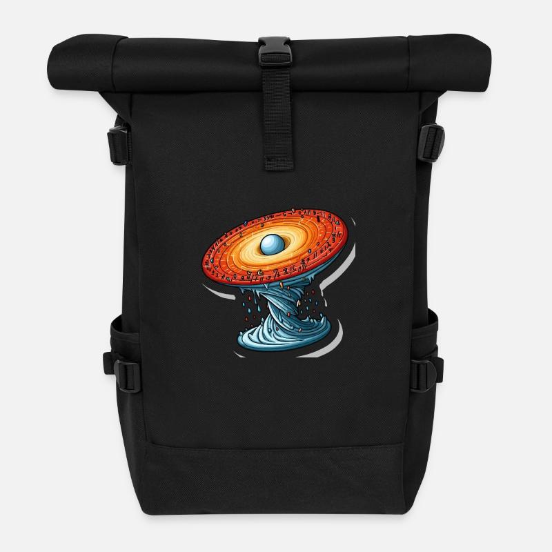 Mathematical Rotating Universe - Roll Top Backpack - black