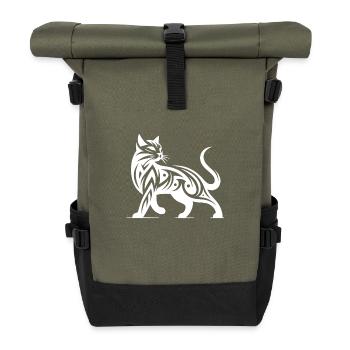 Tatouage de chat tribal dans une élégance élégante - Sac à dos roll top - olive/noir - Devant