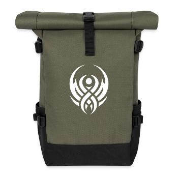 Minimalistisches Tribal Mystik Fantasie Design - Rolltop Rucksack - Olive/Schwarz - Vorne