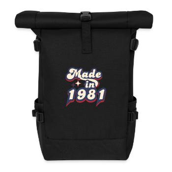 Hergestellt im Jahr 1981 Retro - Rolltop Rucksack - Schwarz - Vorne