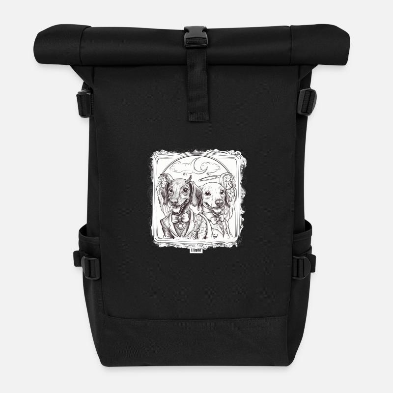 Teufel vs. Engel Dackel - Rolltop Rucksack - Schwarz
