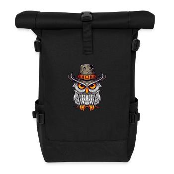 Hibou magique - Sac à dos roll top - noir - Devant