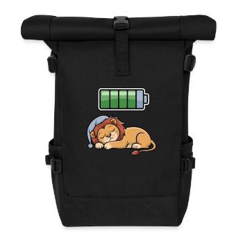 Lion Sleeping Recharging Night Bedtime - Rolltop Rucksack - Schwarz - Vorne