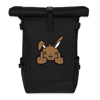 Hase Mittelfinger Zeigen Böse Frech Beleidigend - Rolltop Rucksack - Schwarz - Vorne
